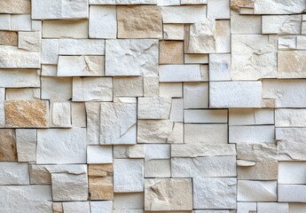 Obraz premium Abstract Beige and Off White Stone Tile Mosaic Wall Texture
