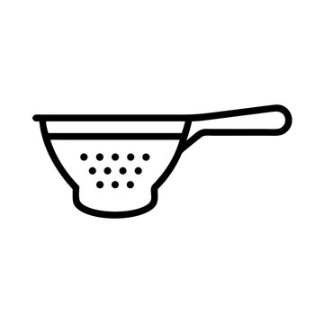 black colander icon, kitchen utensil clip art preview
