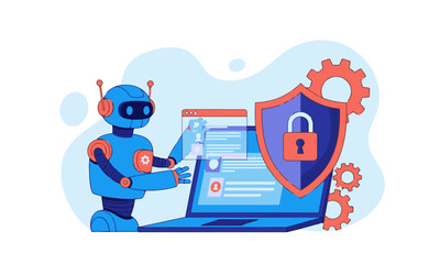 AI-Powered Cybersecurity & Automation: Vector Illustration Set
