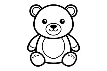 Adorable single line teddy bear drawing isolated on transparent background