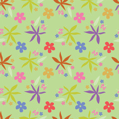 Colorful hand draw flowers seamless pattern