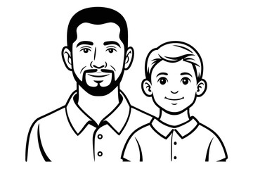 Fototapeta premium Fathers day line art hand drawn illustration isolated on transparent background