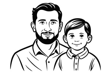 Fathers day line art hand drawn illustration isolated on transparent background
