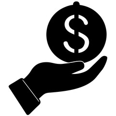Silhouette of a hand holding a dollar sign