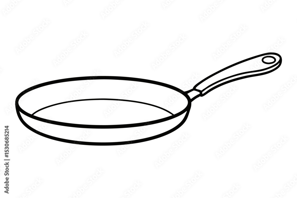 Poster continuous line drawing of a frying pan isolated on transparent background