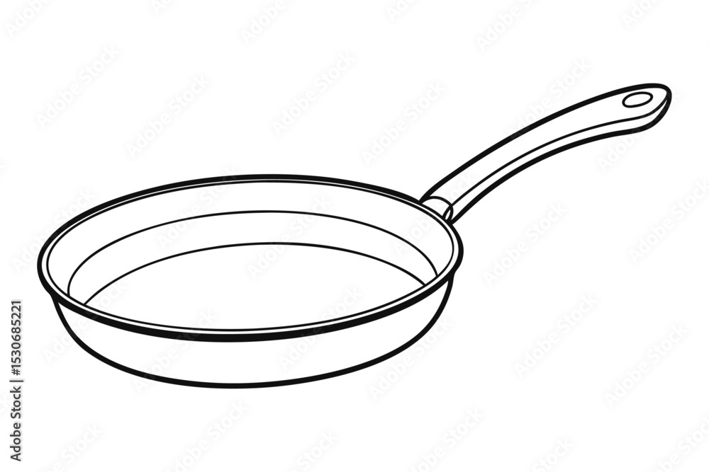 Poster continuous line drawing of a frying pan isolated on transparent background