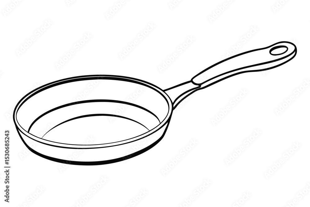 Poster continuous line drawing of a frying pan isolated on transparent background