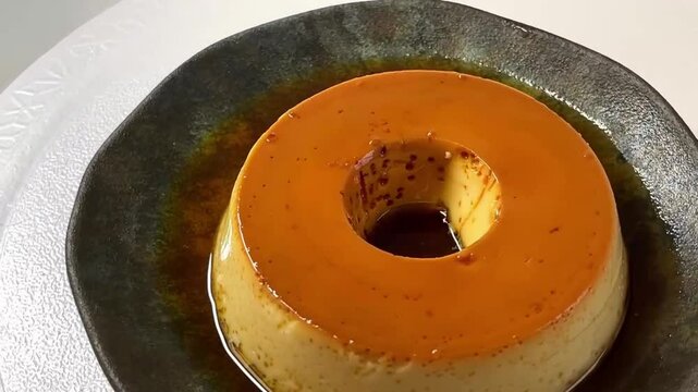 pudim de leite or milk pudding, traditional brazilian dessert with caramel