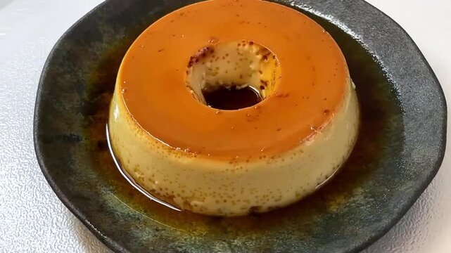 pudim de leite or milk pudding, traditional brazilian dessert with caramel