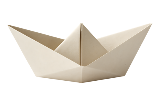 Origami paper boat isolated on transparent background