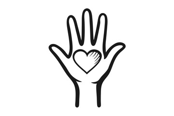 Obraz premium Loving hand line art illustration isolated on transparent background