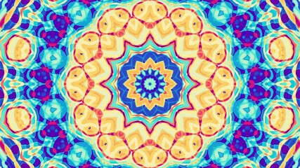 Abstract colorful mandala with symmetrical patterns in red, blue, and orange. Loop mandala - Powered by Adobe