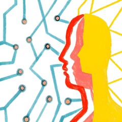 Abstract human silhouette with network lines symbolizes ai transparency and connectivity.