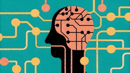 Silhouette of a human head with circuit lines symbolizes ai integration in finance.