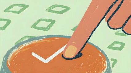 Finger pressing checkmark button, symbolizing ai code acceptance.