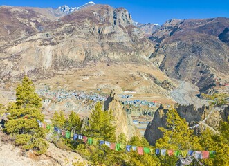 Himalayas, Nepal - The famous hiking on the roof of the world called Annapurna Circuit in Himalaya...