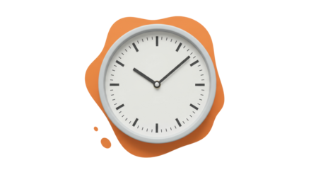 Isolated clock with orange splash