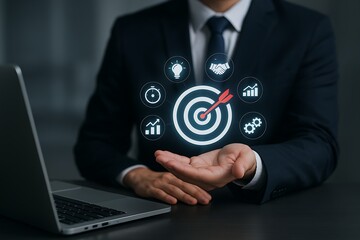 Business Strategy and Goal Setting Visualization with Digital Interface