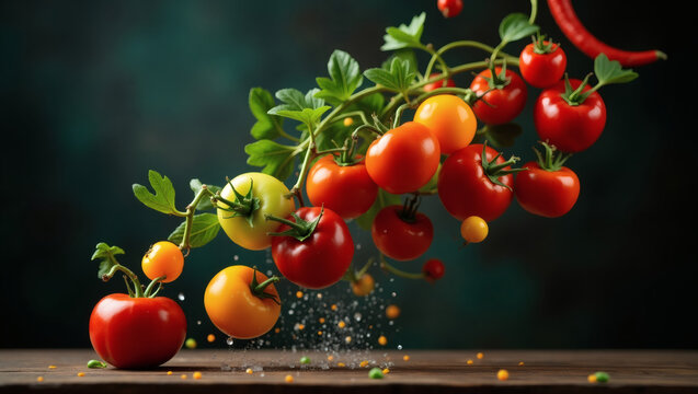cherry tomatoes on a vine