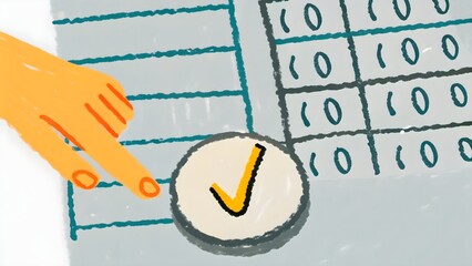 Hand pointing at a checklist on a digital interface, symbolizing task completion and organization.