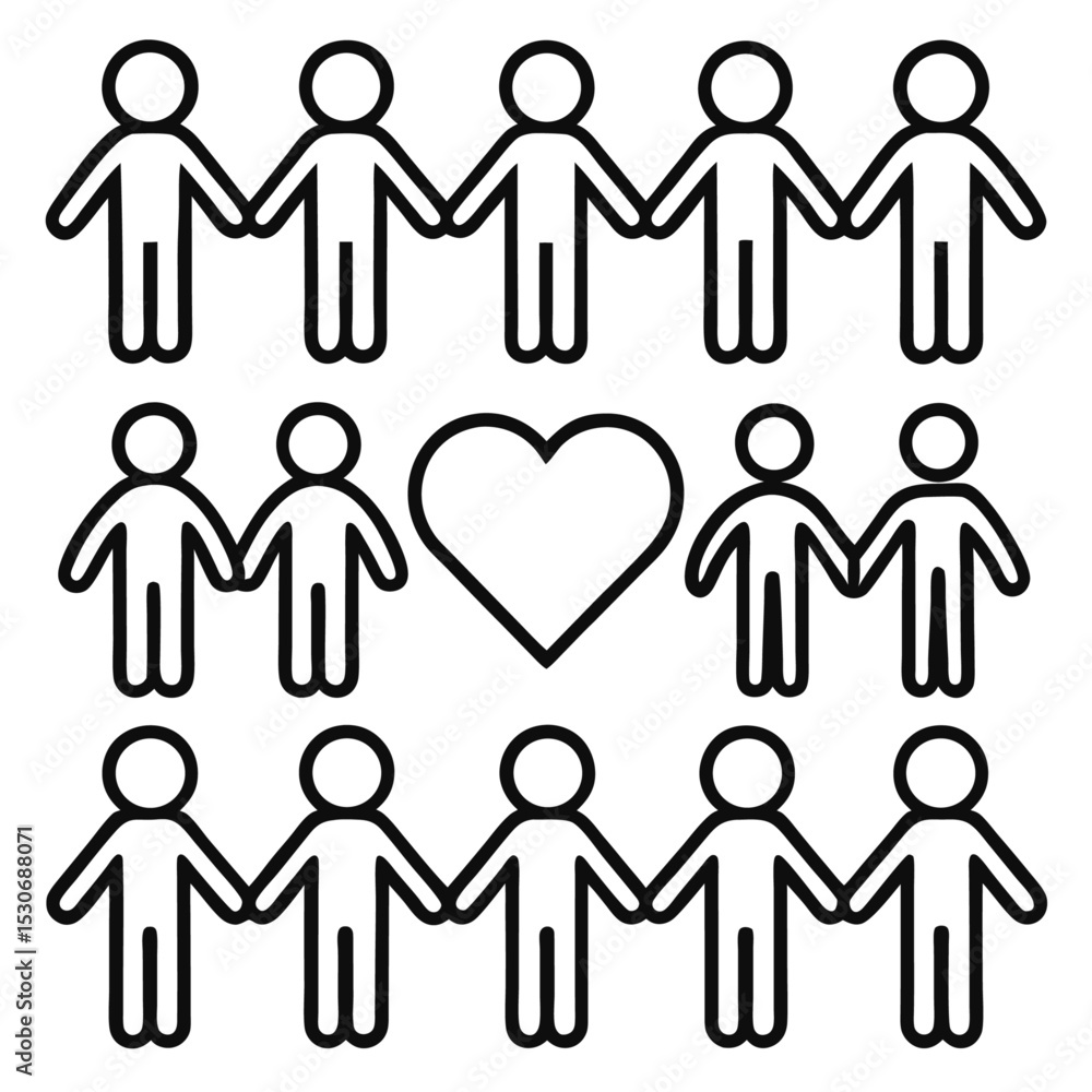 Poster simple continuous line drawing of two hands holding each other isolated on transparent background