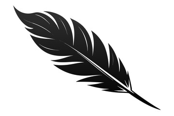 Fototapeta premium Elegant black feather line art illustration isolated on transparent background