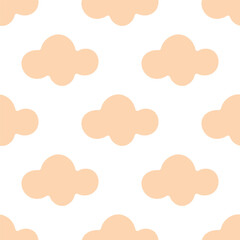 Seamless pastel cloud pattern on white background