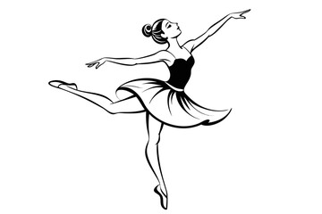 Fototapeta premium Elegant line art ballerina ballet dance illustration isolated on transparent background