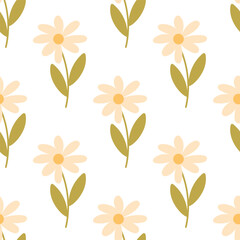 Seamless floral pattern with pastel daisies