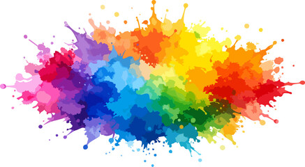 Fototapeta premium Colorful set of watercolor paint splashes, drops, and brush strokes with grunge texture for artistic design