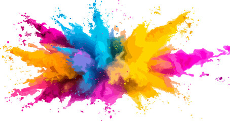 Fototapeta premium Colorful set of watercolor paint splashes, drops, and brush strokes with grunge texture for artistic design