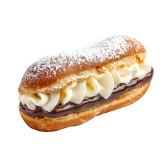 French eclair with butter cream isolated on white background portrait detailed clear stock view isolated clear concept concept picture white clear stock bright scene photo high white stock clear detai