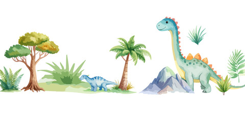 Cute and funny little dinosaur vector illustration on white background