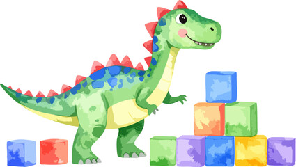 Naklejka premium Cute little dinosaur vector illustration. 