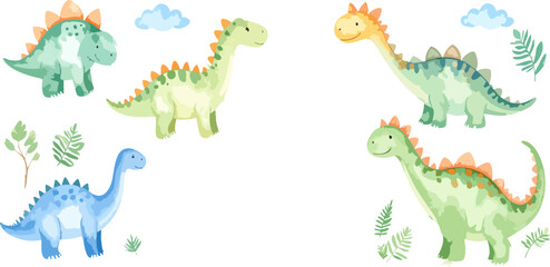 Cute and funny little dinosaur vector illustration on white background