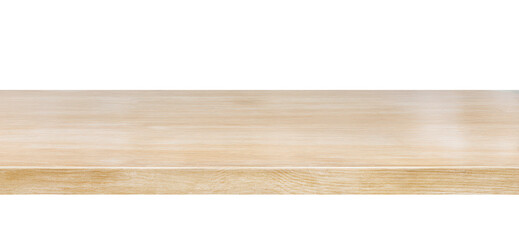 Shiny light wooden surface isolated on transparent background, ideal for product staging, design mockups, or food and drink displays..