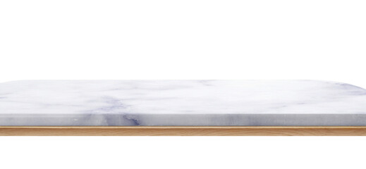 Elegant white marble surface with soft gray veining and transparent background, ideal for luxury product displays or kitchen mockups..