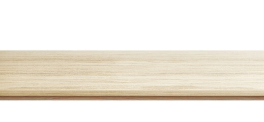 Isolated light wooden tabletop on transparent background, perfect for product mockups, digital design, or advertising layouts..