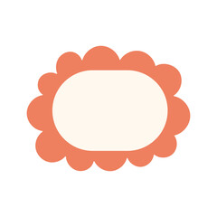 Blank scalloped label in orange and cream