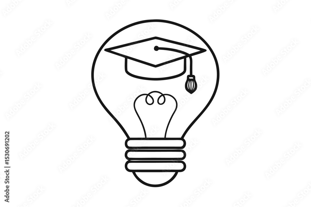 Poster continuous line drawing of a light bulb isolated on transparent background