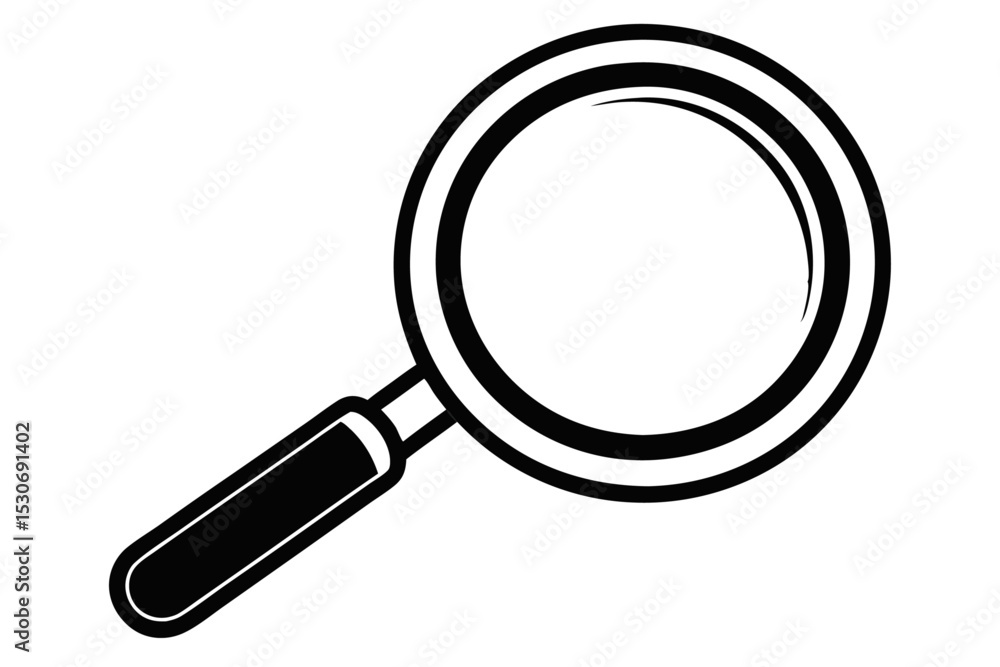 Poster continuous line drawing of a magnifying glass isolated on transparent background