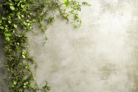 Greenery cascading down a textured wall. - Powered by Adobe