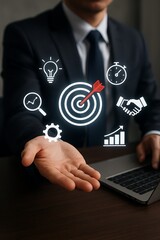 Business Strategy and Goal Setting Visualization with Digital Interface