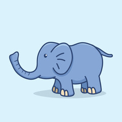 Cute cartoon blue elephant illustration