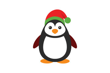 Christmas Penguins Cartoon Vector Illustration Cute Holiday Design on White Background