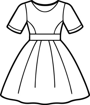 bridal dress outline coloring book page line art