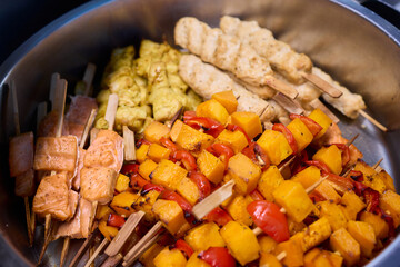Delicious and Colorful Skewers of Grilled Vegetables and Juicy Meats for Everyone to Enjoy