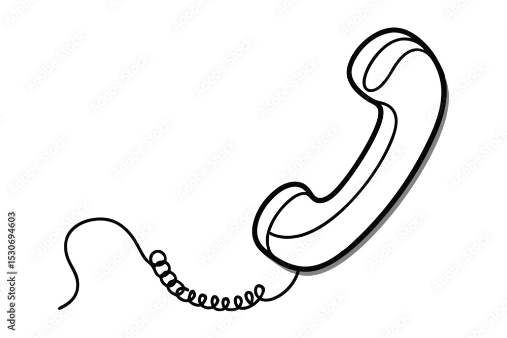Poster single line drawing of a mobile device isolated on transparent background