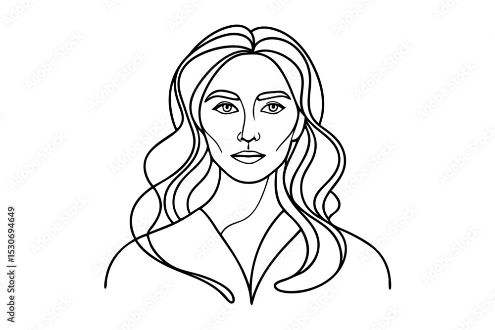 Poster modern minimalist one line drawing of a face isolated on transparent background
