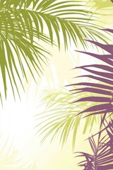 Fototapeta premium Vibrant Tropical Palm Leaves Abstract Art - Green and Purple Tones.
